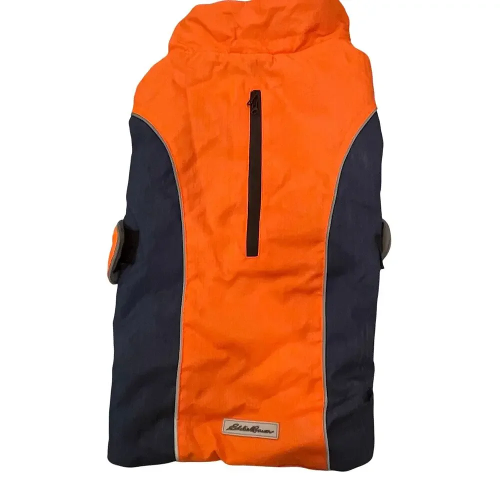 Eddie Bauer Orcas Dog Jacket Large Reversible Windbreaker Orange Fleece Vest
